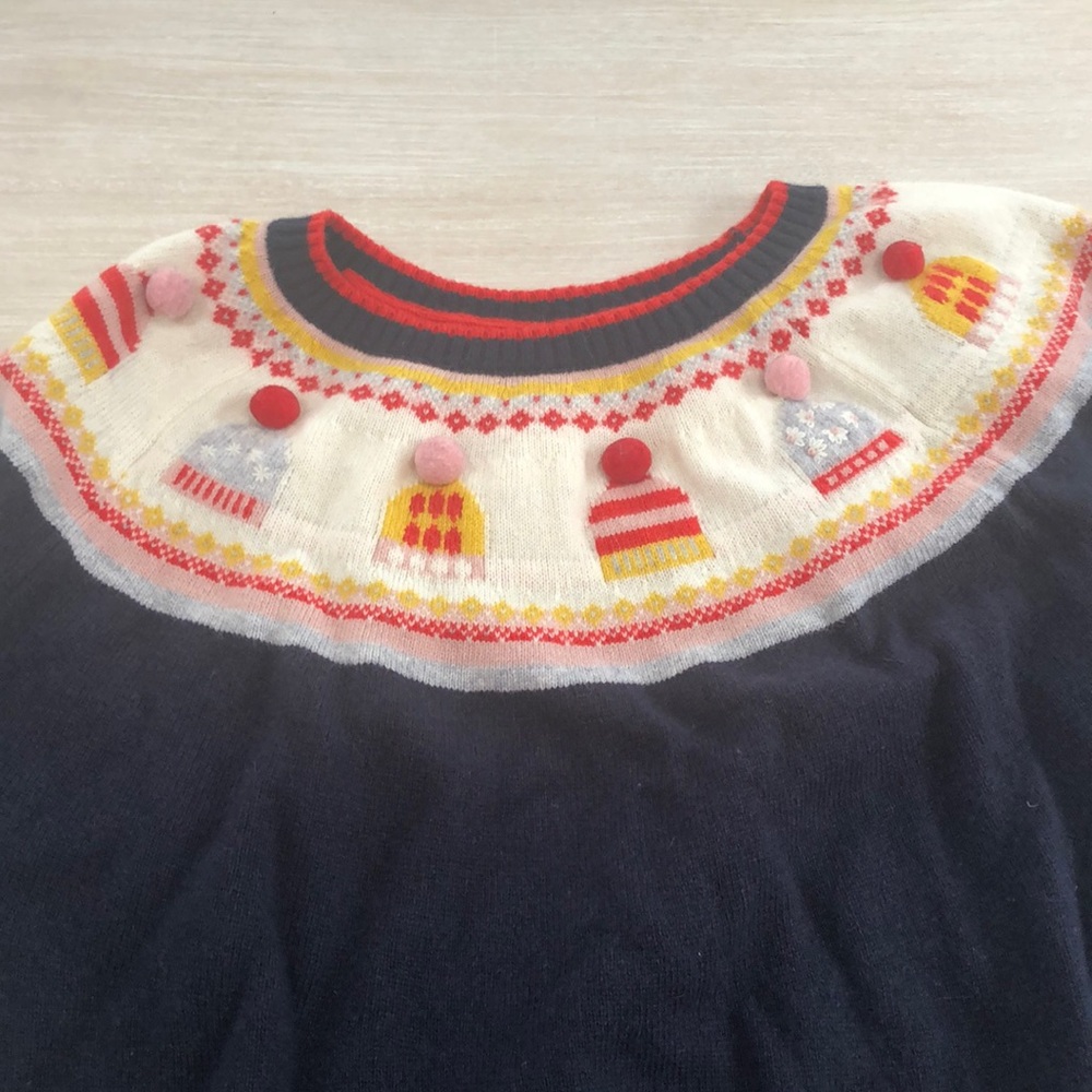 Boden Navy and Cream Sweater with Colorful Accents